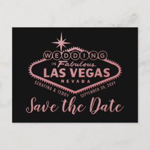 Las Vegas Huwelijk Rose Goud Save the Date Aankondigingskaart
