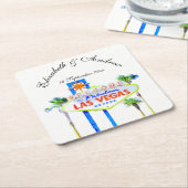 Las Vegas-huwelijk Vierkante Kartonnen Onderzetter (Schuin)