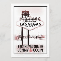 Las Vegas Huwelijk Vintage Romantische Uitnodiging