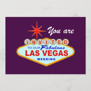 Las Vegas Huwelijksuitnodiging PURPLE Kaart