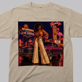 Las Vegas jaren 70 Retro Zwarte Vrouw Vintage T-shirt