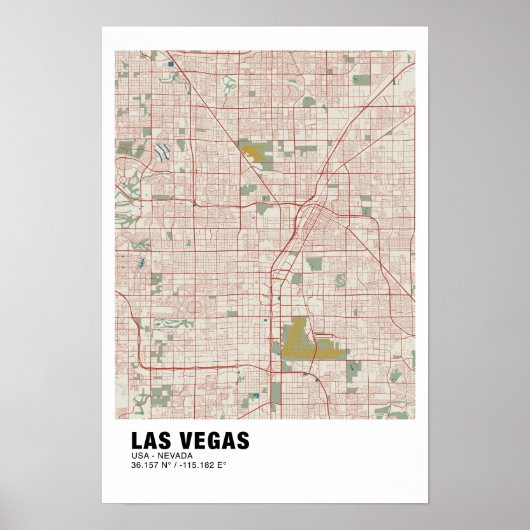 Las Vegas Kaart Poster - Nevada kaart (Voorkant)