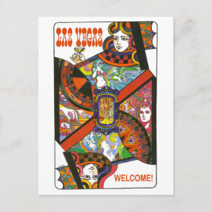 Las Vegas koningin speelkaart, vintage reis Briefkaart