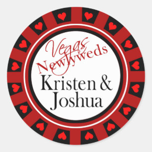 Las Vegas Kristen & Josh Casino Chip Envelope Ronde Sticker