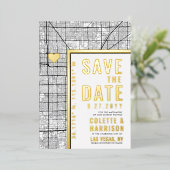 Las Vegas Liefde Locator | Bruiloft Bewaar de datu Folie Uitnodiging (Staand Voorkant)