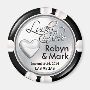 Las Vegas Lucky in Love Casino Chip white Magneet