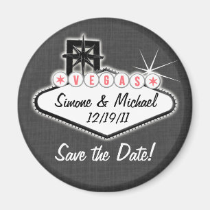 Las Vegas Magnet - sparen de datum - rond of vierk Magneet