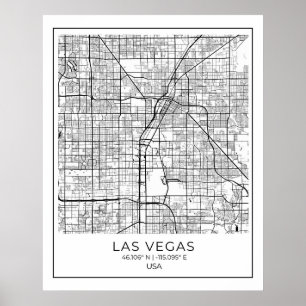 Las Vegas Map - Las Vegas White Map Poster