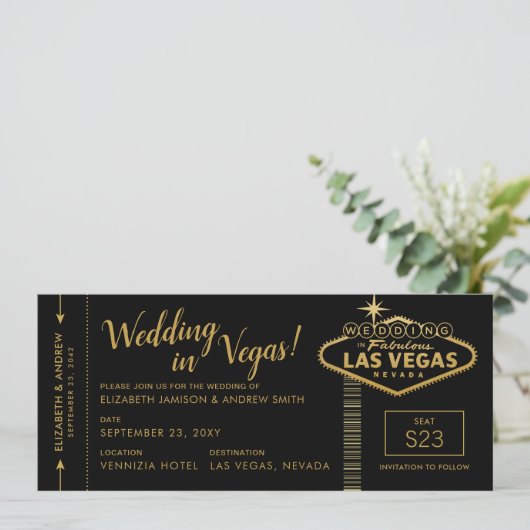 Las Vegas Mariage Boarding Pass Invitations (Debout devant)