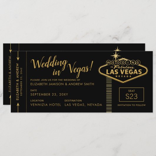 Las Vegas Mariage Boarding Pass Invitations (Devant / Derrière)