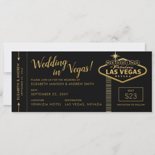 Las Vegas Mariage Boarding Pass Invitations (Devant)
