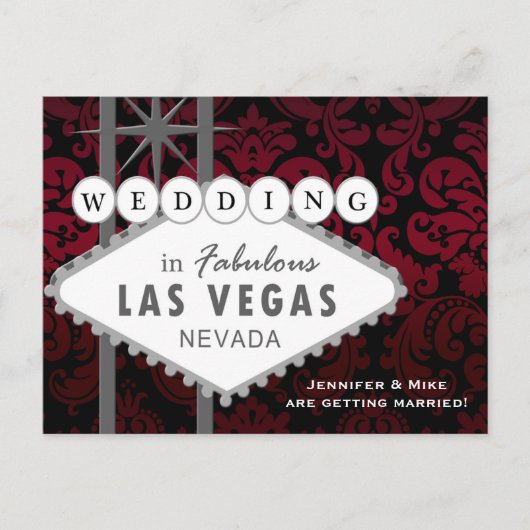 LAS VEGAS MARIAGE Damask Enregistrer la date Carte (Devant)