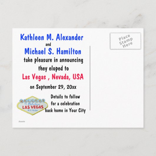 Las Vegas Mariage Elope Faire-part (Dos)