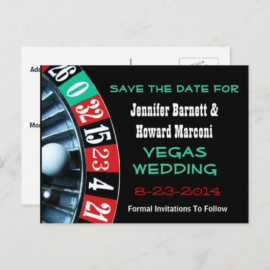 Las Vegas Mariage Enregistrer La Date Carte Post (Devant / Derrière)