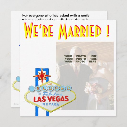 Las Vegas Mariage Faire-part Nouveaux mariés Photo (Devant / Derrière)