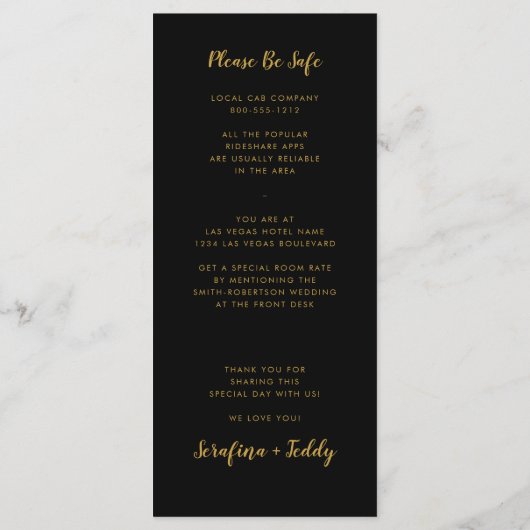 Las Vegas Mariage Menu Gold Black (Dos)