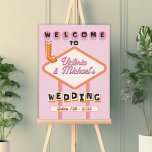 Las Vegas Mariage Mod Retro Affiche de bienvenue<br><div class="desc">Affiche de bienvenue Mariage audacieuse et lumineuse avec des polices amusantes et une ambiance rétro mod. Caractéristiques Las Vegas Affiche de bienvenue avec des couleurs funky de rose, orange, rouge et très clair crémeux blanc. Parfait pour un mariage rapide ou une fête à Vegas ! Tous les termes peuvent être...</div>