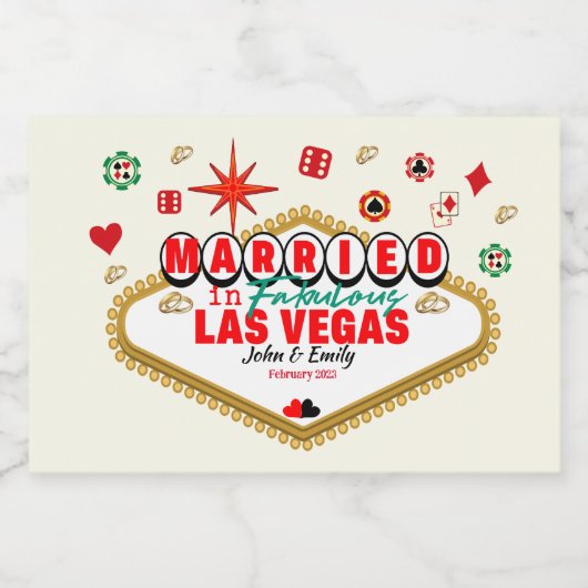 Las Vegas Married Couple Matching Vacada Sparkling Wijnetiket (Enkel label)