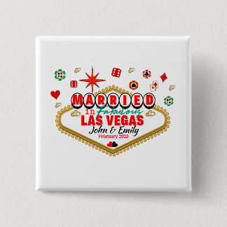 Las Vegas Married Couple Matching Vacada Vierkante Button 5,1 Cm
