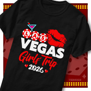 Las Vegas Meisjesreis 2026 Rode Lippen Casino Fees T-shirt