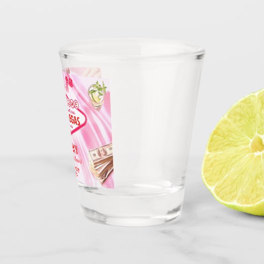 Las Vegas Meisjesuitstap Poker Roze Shot Glas (Rechts)