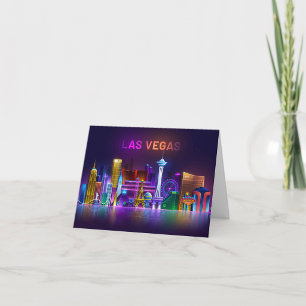 Las Vegas Neon Silhouette Wenskaart Bedankkaart