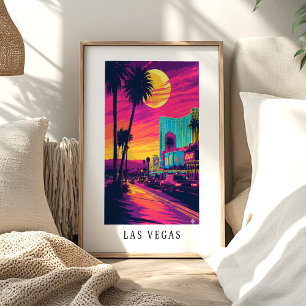 Las Vegas Neon Zonsondergang Poster