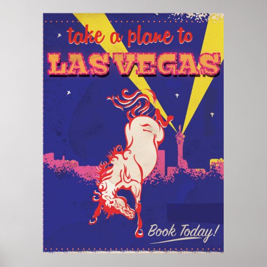 Las Vegas, Nevada affiche de voyage rétro. (Devant)