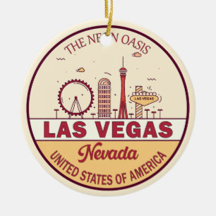 Las Vegas Nevada City Skyline Emblem Keramisch Ornament