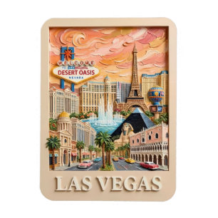 Las Vegas Nevada Impasto Vintage Reislandmarks Magneet