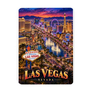 Las Vegas Nevada Neon Silhouette Reisposter Magneet