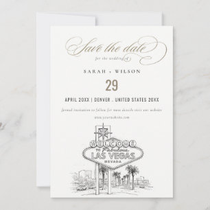Las Vegas Nevada Schets Landschap Trouwen Save The Date