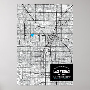 Las Vegas, Nevada Stadsplattegrond + Markeer uw lo Poster