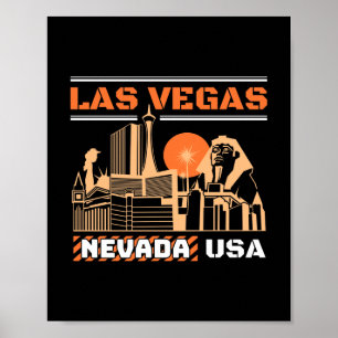 Las Vegas Nevada USA Retro Stedelijke Silhouette O Poster