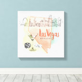 Las Vegas, Nevada | Waterverf Schets Afbeelding Canvas Afdruk (Insitu (Houten vloer))