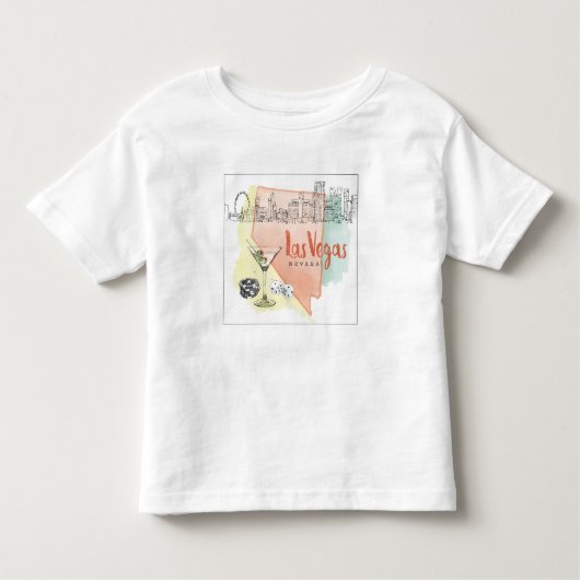 Las Vegas, Nevada | Waterverf Schets Afbeelding Kinder Shirts (Voorkant)