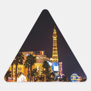 Las Vegas Night Lights Strip Eiffel Tower Casino Driehoek Sticker