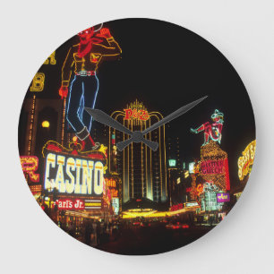 Las Vegas Night Time Neon Lights Casinos Sign Grote Klok