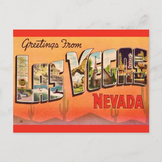 Las Vegas NV Retro Groet Briefkaart (Voorkant)