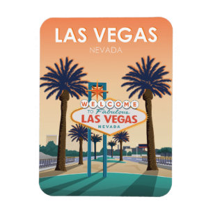 Las Vegas NV Welkomstbord Sunset Vintage Travel Magneet