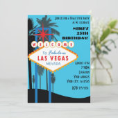 Las Vegas Palms Blue Tall Casino Party Invitation (Debout devant)