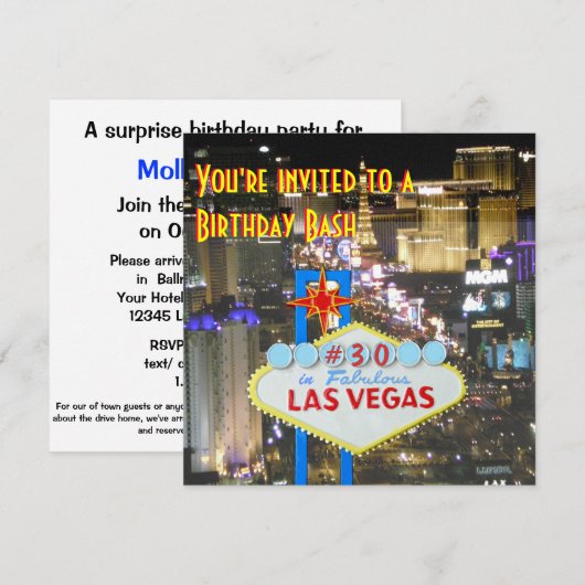 Las Vegas Party 30th Birthday Kaart (Voorkant / Achterkant)