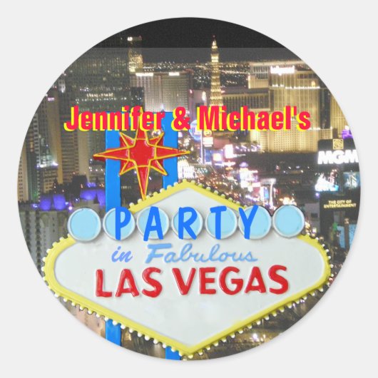 Las Vegas Party Ronde Sticker (Voorkant)
