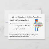 Las Vegas Party RSVP 21st Birthday (Achterkant)