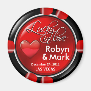 Las Vegas Passen getrouwd Casino Chip Magnet Favor Magneet