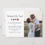 Las Vegas Photo Elopement Faire-part Rouge Noir<br><div class="desc">Vous et votre amoureuse avez fui Las Vegas pour être mariés et vouloir partager les bonnes nouvelles avec votre famille et vos amis. Personnalisez cette carte rouge et noire classique en faire-part à thème avec votre texte personnalisé et une photo mariage.</div>