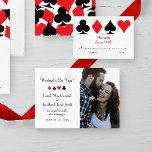 Las Vegas Photo Elopement Faire-part Rouge Noir<br><div class="desc">Vous et votre amoureuse avez fui Las Vegas pour être mariés et vouloir partager les bonnes nouvelles avec votre famille et vos amis. Personnalisez cette carte rouge et noire classique en faire-part à thème avec votre texte personnalisé et une photo mariage.</div>