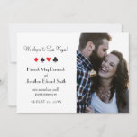 Las Vegas Photo Elopement Faire-part Rouge Noir<br><div class="desc">Vous et votre amoureuse avez fui Las Vegas pour être mariés et vouloir partager les bonnes nouvelles avec votre famille et vos amis. Personnalisez cette carte rouge et noire classique en faire-part à thème avec votre texte personnalisé et une photo mariage.</div>