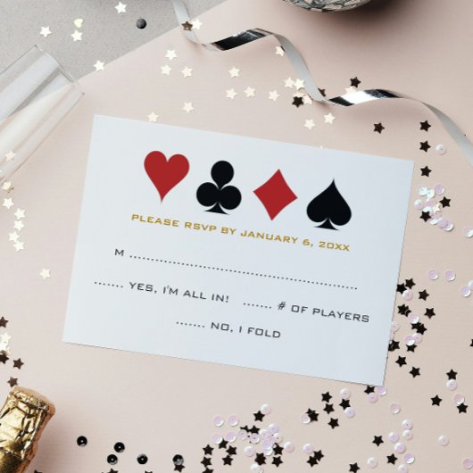 Las Vegas Poker Card Costume Or Blanc Mariage RSVP