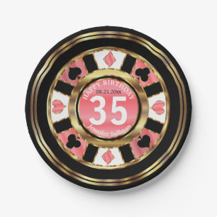 Las Vegas Poker Chip Coral Birthday Party Papieren Bordje